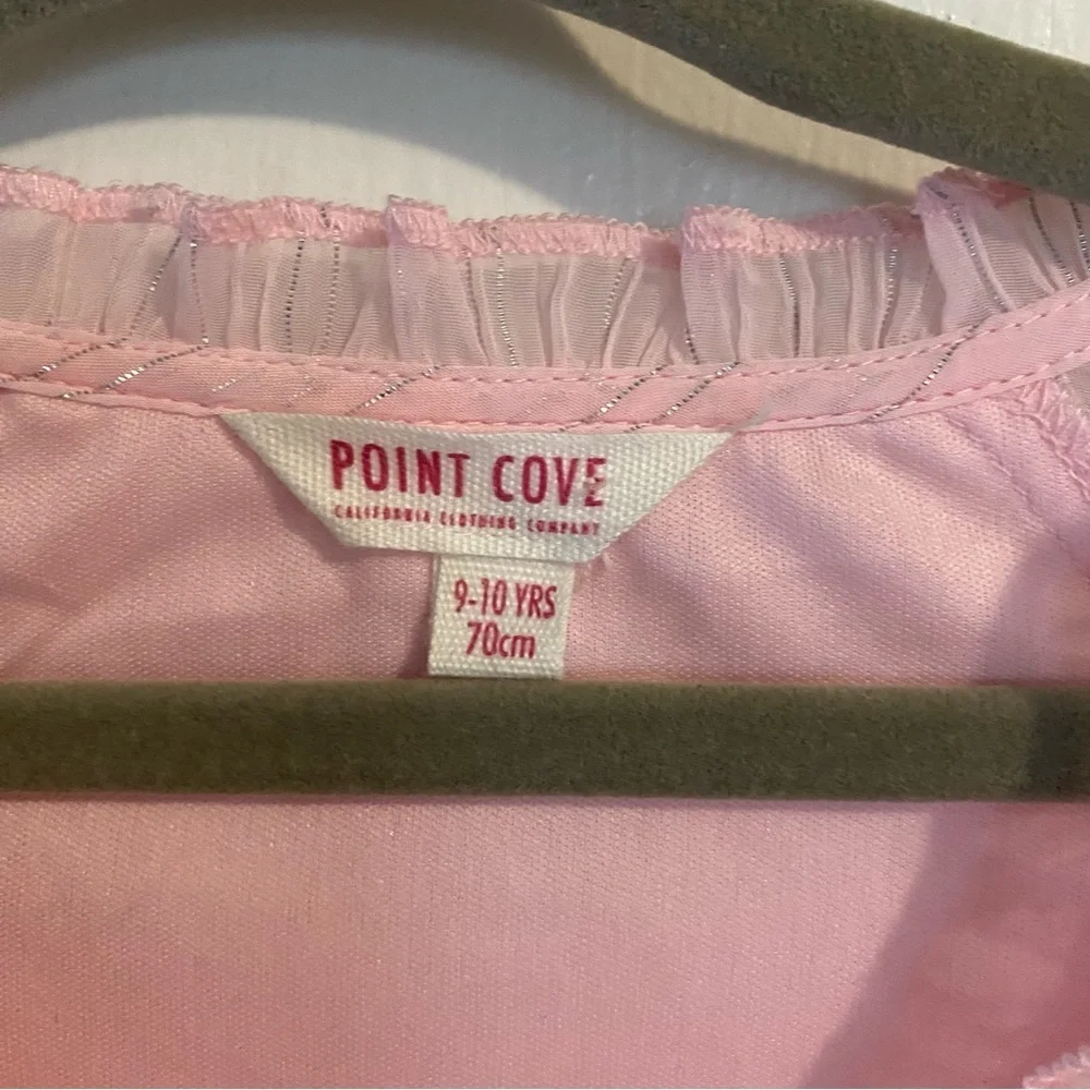 Point Cove Girls Age 9-10 Pink Floral Embroidered Metallic Dress Boho Spring